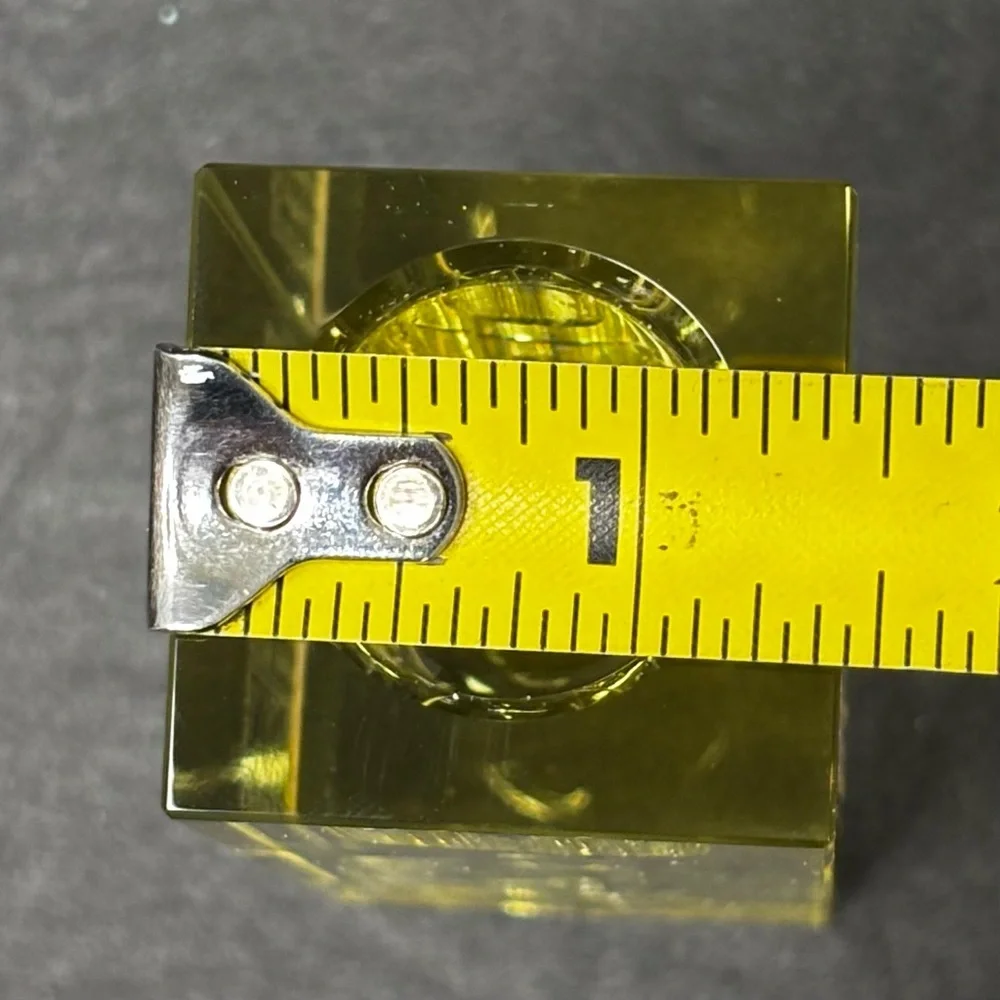 Anthropologie Modern Cut Glass Candle Holder in Yellow, NIB.